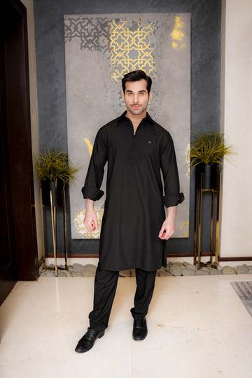 Black Zipper Kurta Pyjama
