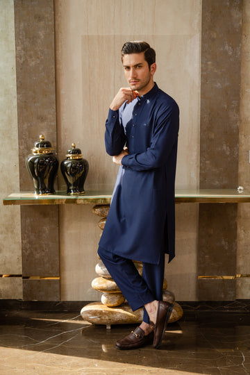 Cobalt Kurta Pyjama- Dark Blue