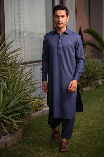 Cobalt Collared - Blue Shalwar Kameez