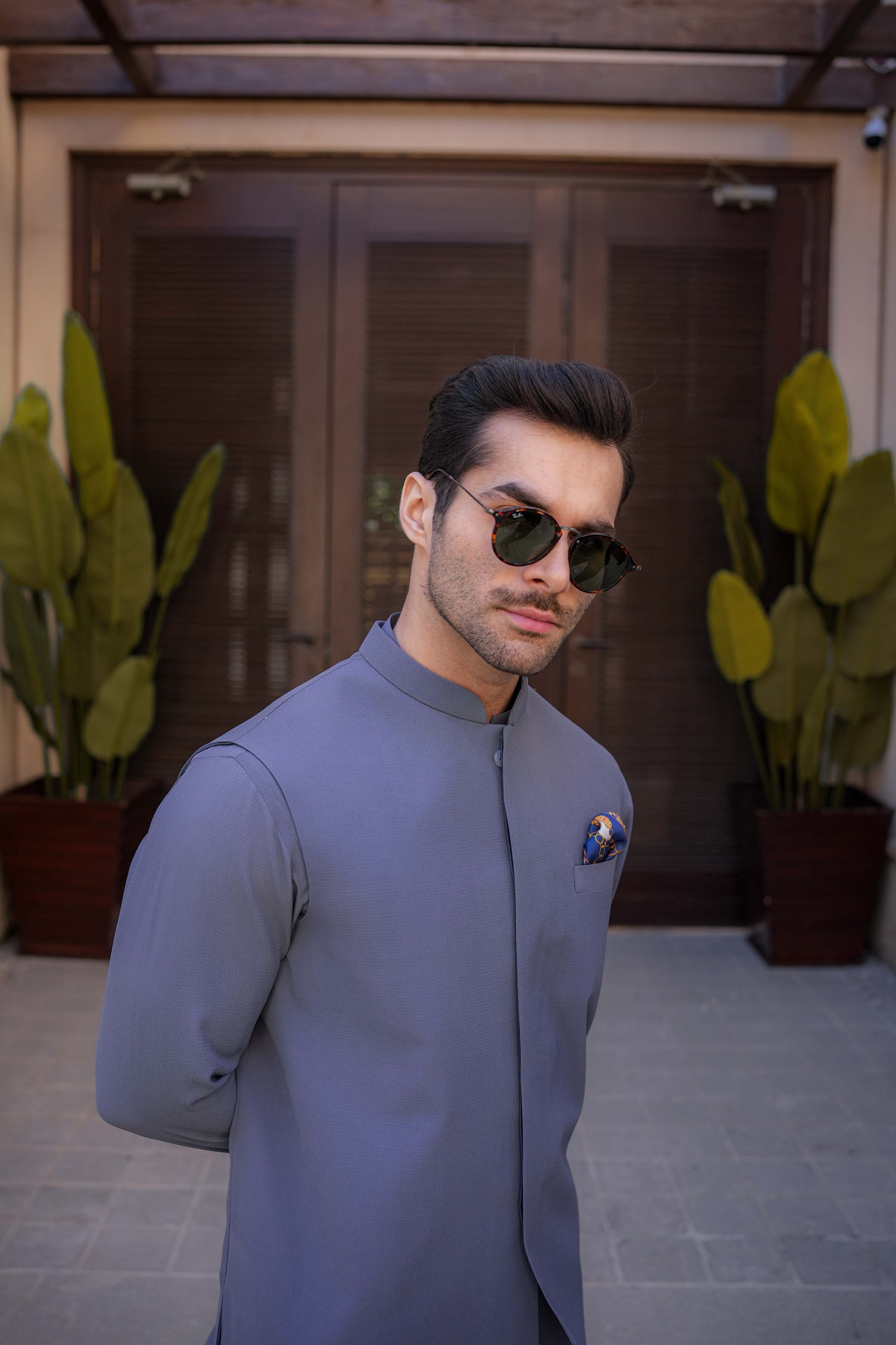 Grey - Waistcoat & Kurta-Pyjama Set