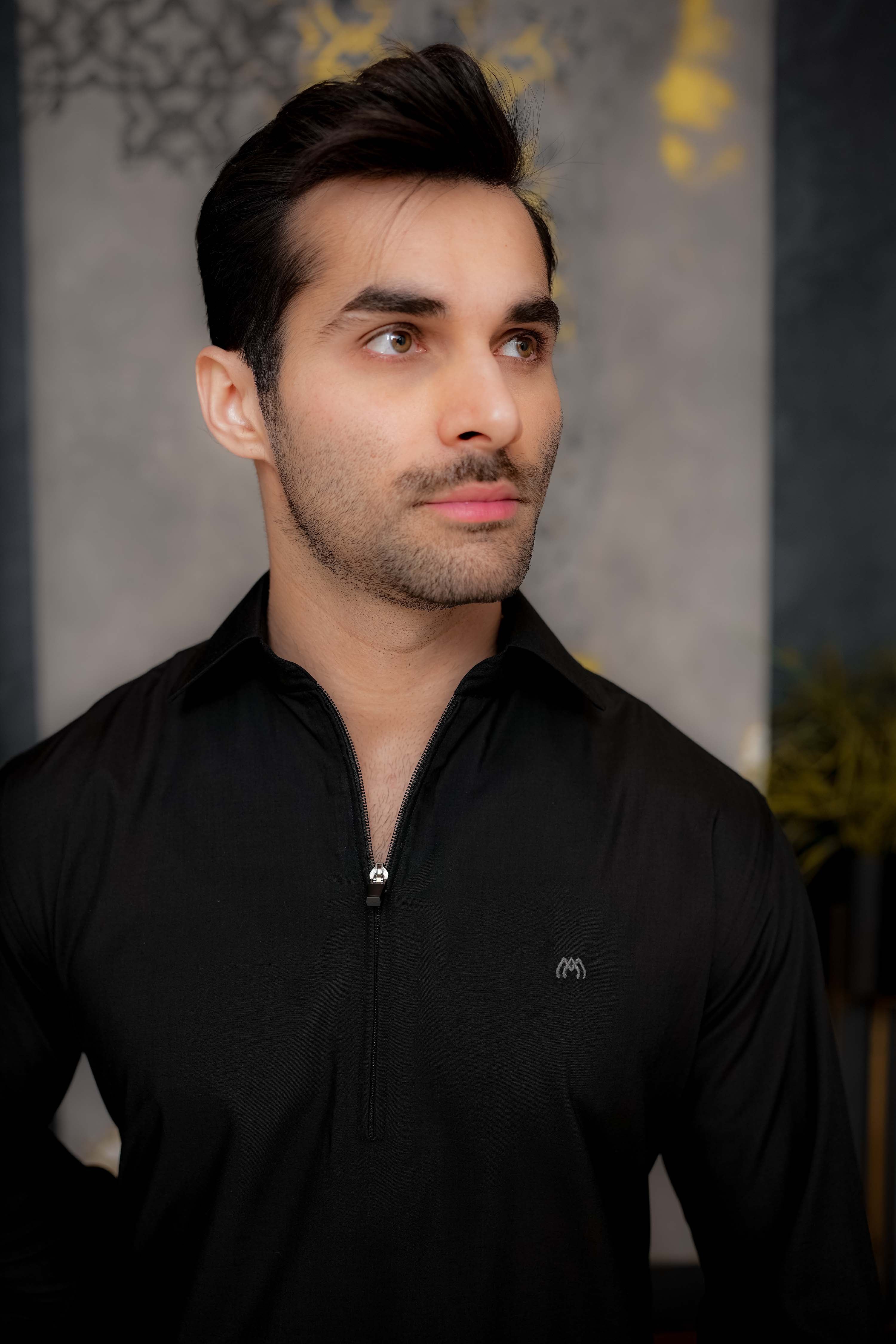 Black Zipper Kurta Pyjama