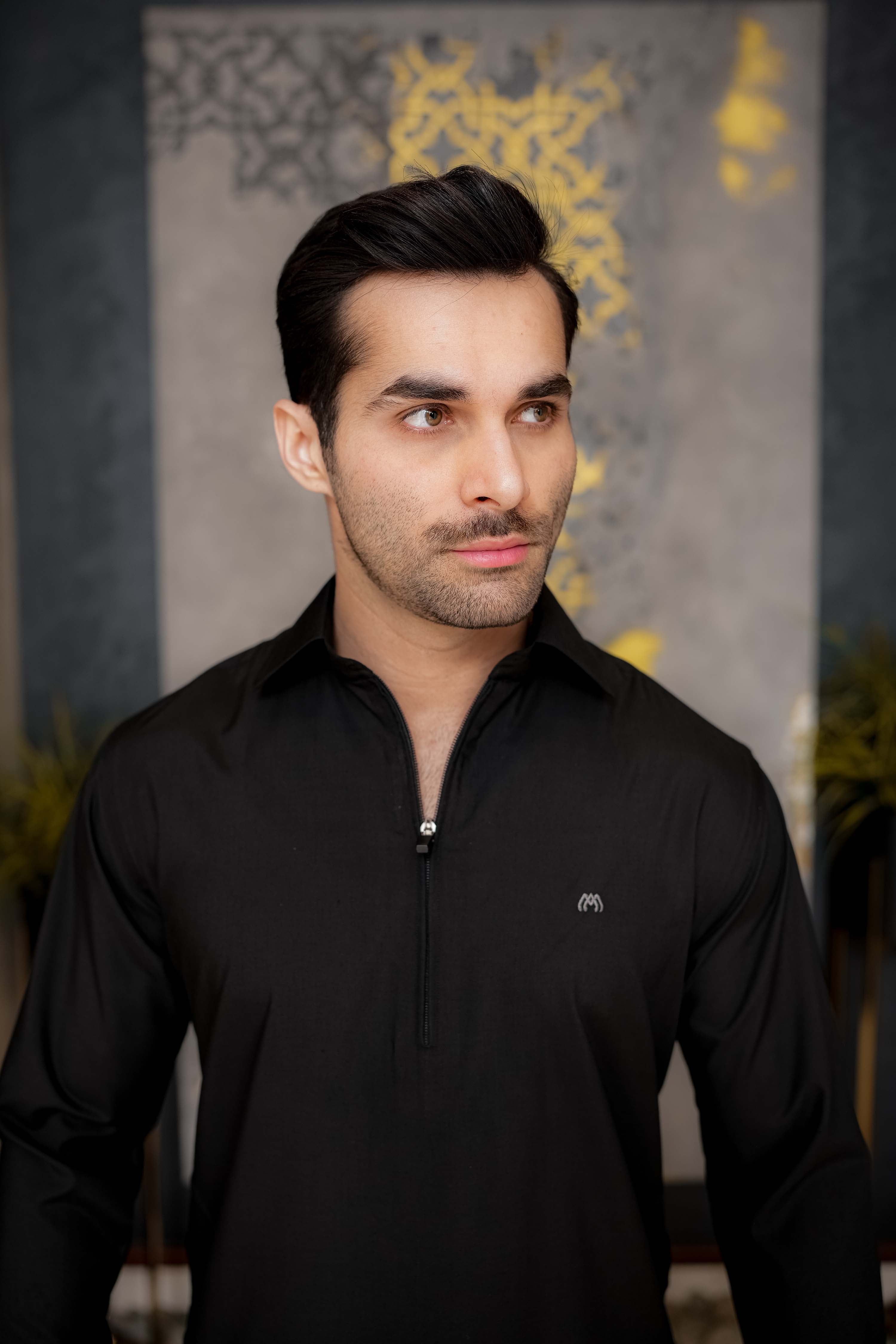 Black Zipper Kurta Pyjama