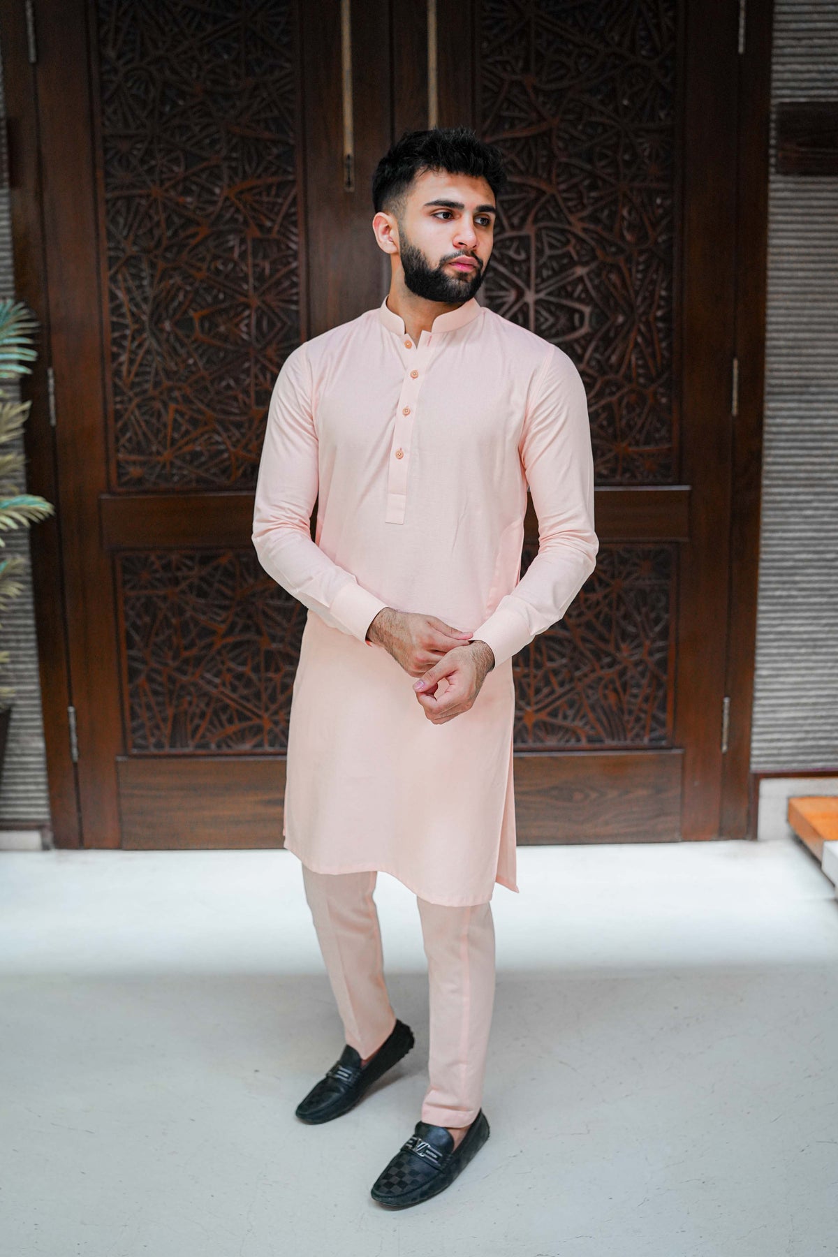 Peach Texture - Kurta Pyjama