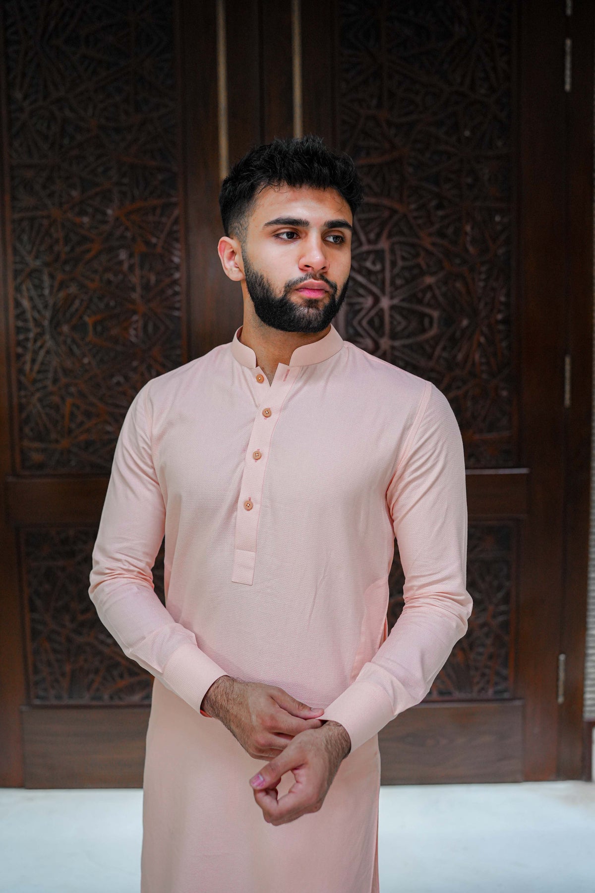 Peach Texture - Kurta Pyjama