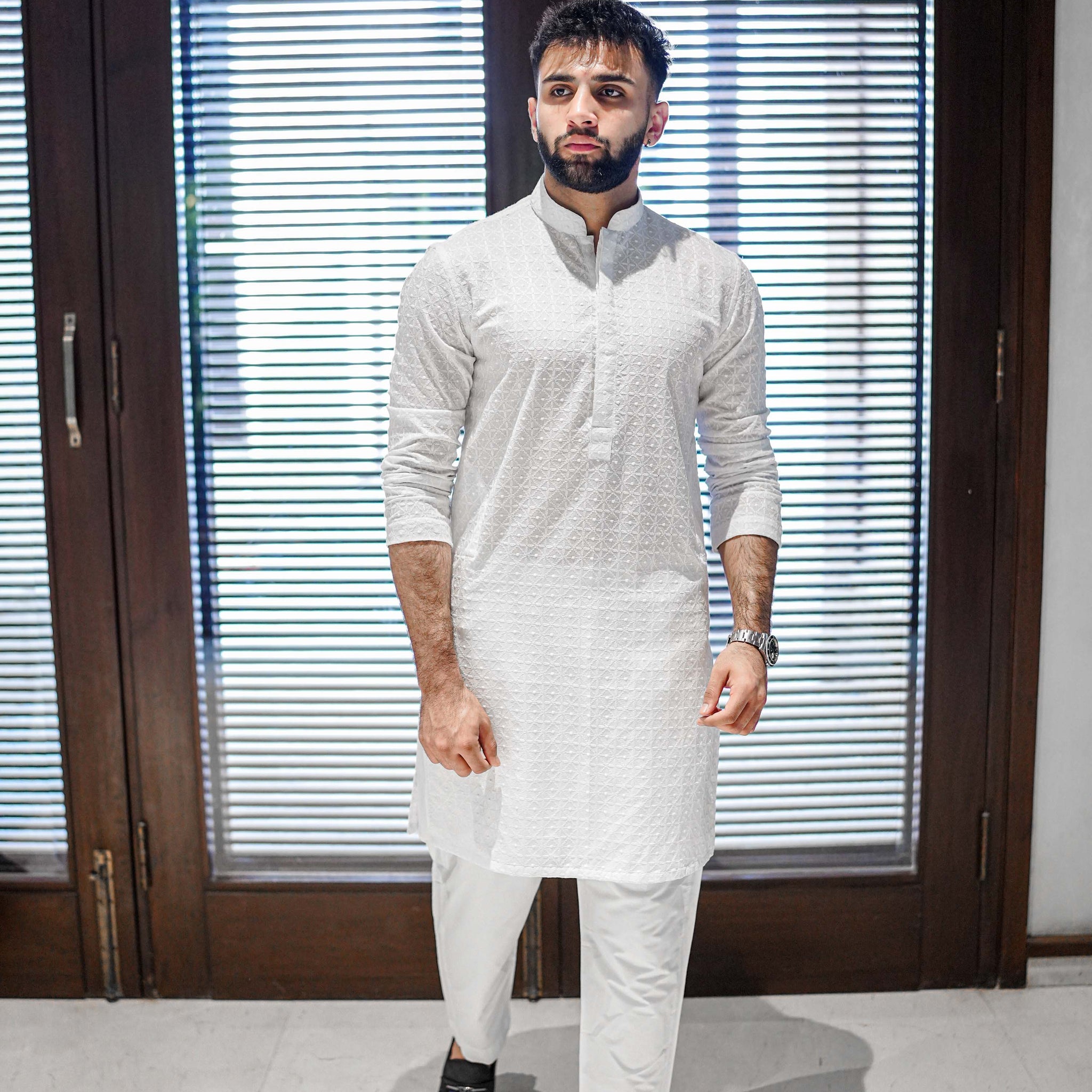 White Chicken Kari - Kurta Pyjama