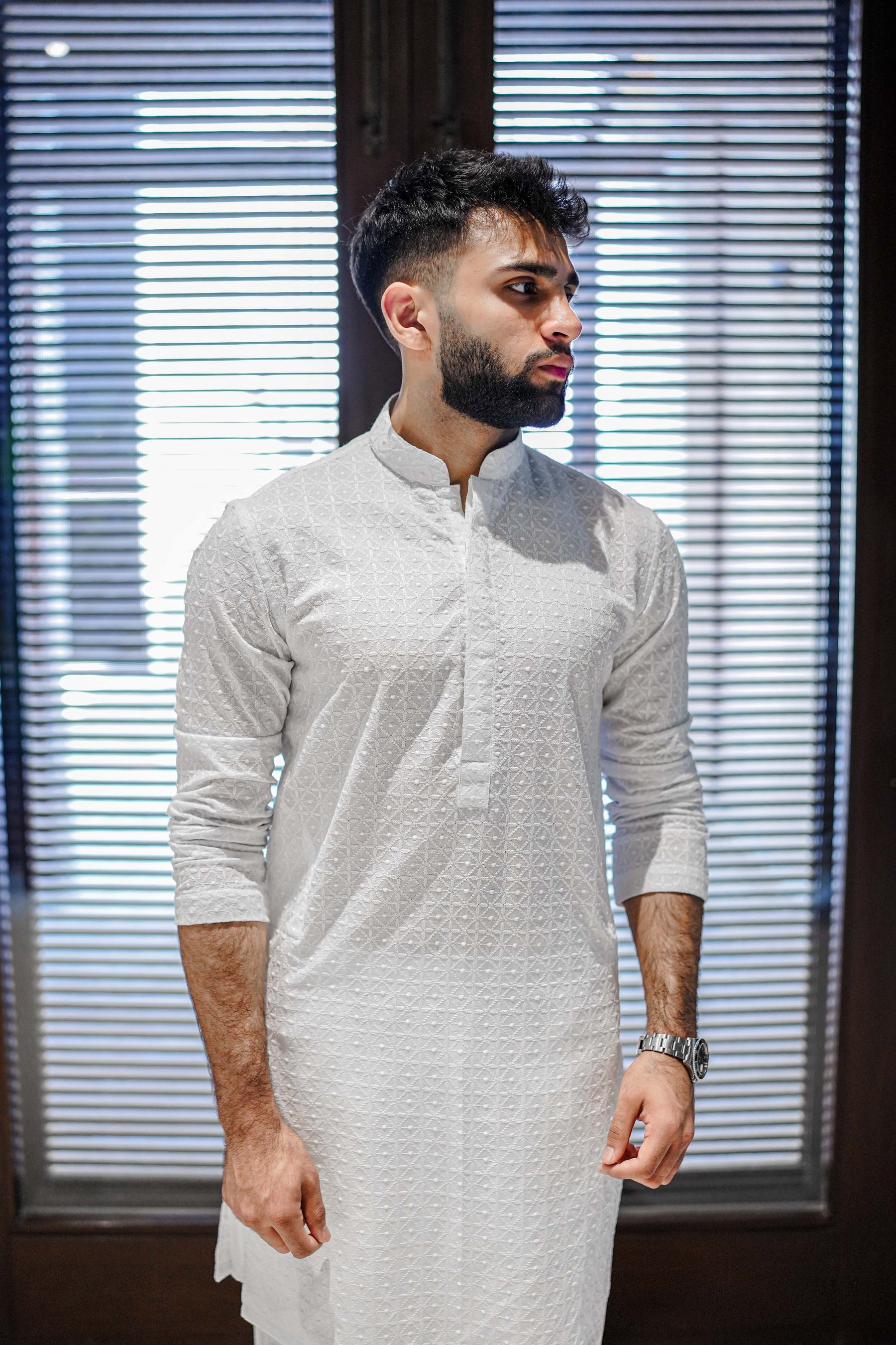 White Chicken Kari - Kurta Pyjama