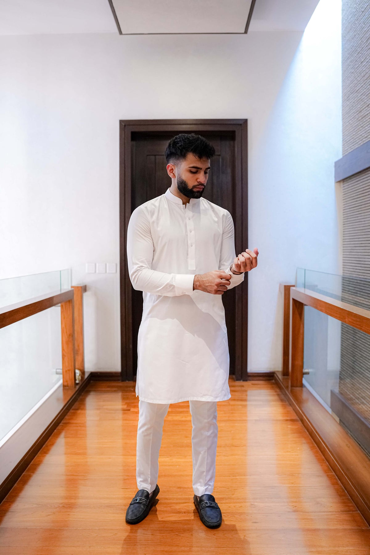 White Doby Texture - Kurta Pyjama