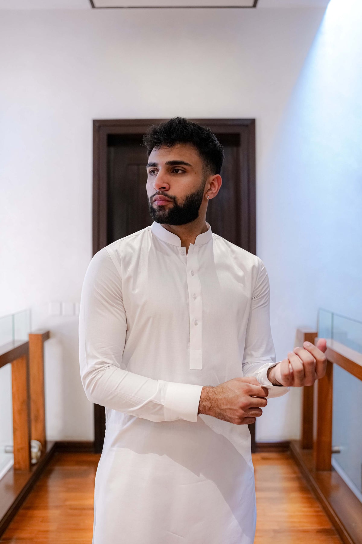 White Doby Texture - Kurta Pyjama