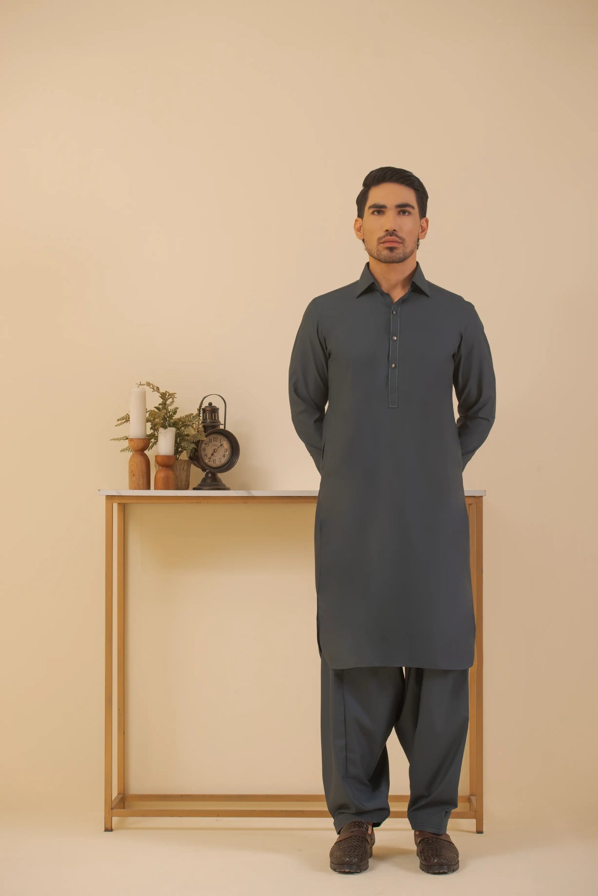 Grey-Shalwar Kameez