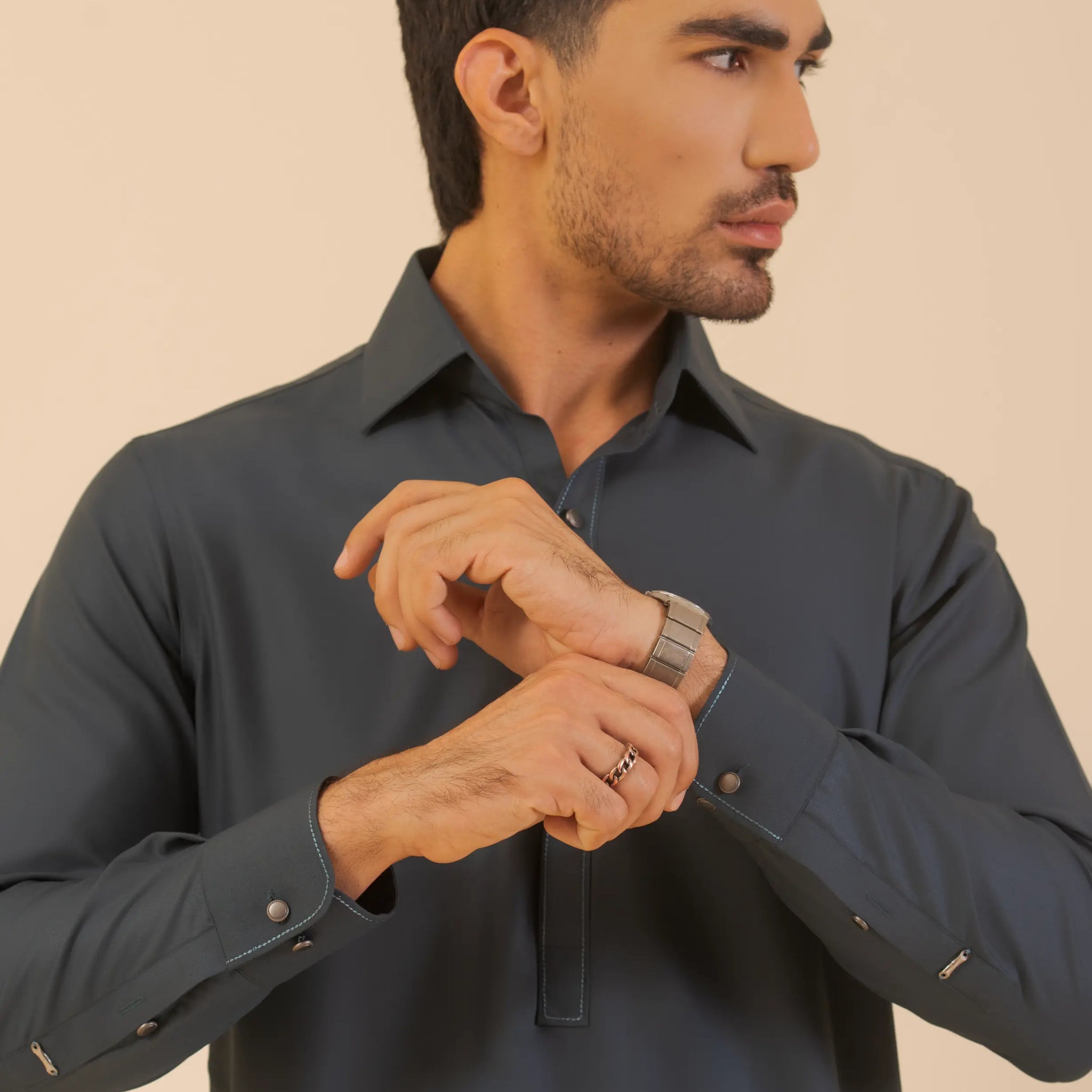 Grey-Shalwar Kameez