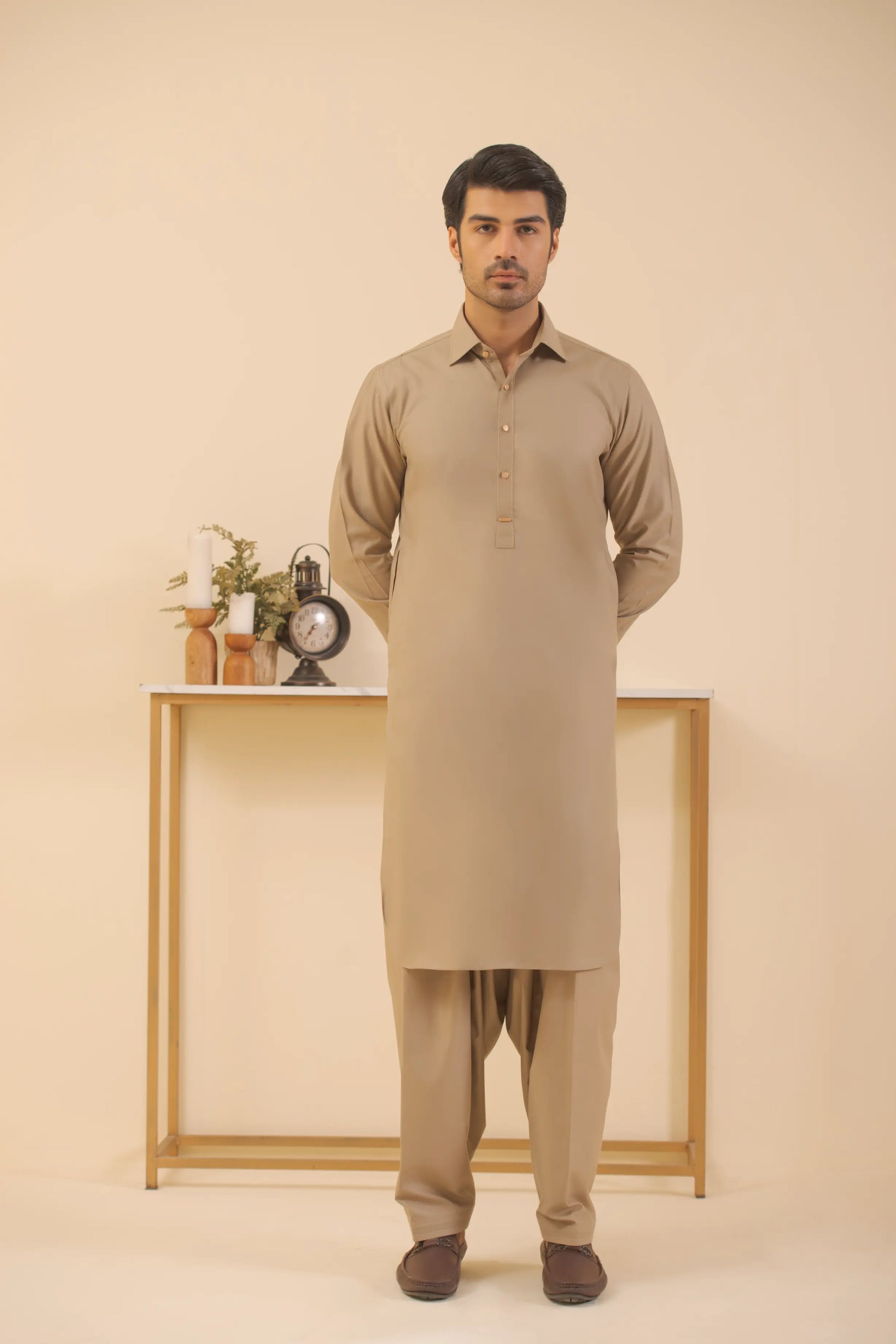 Beige-Shalwar Kameez