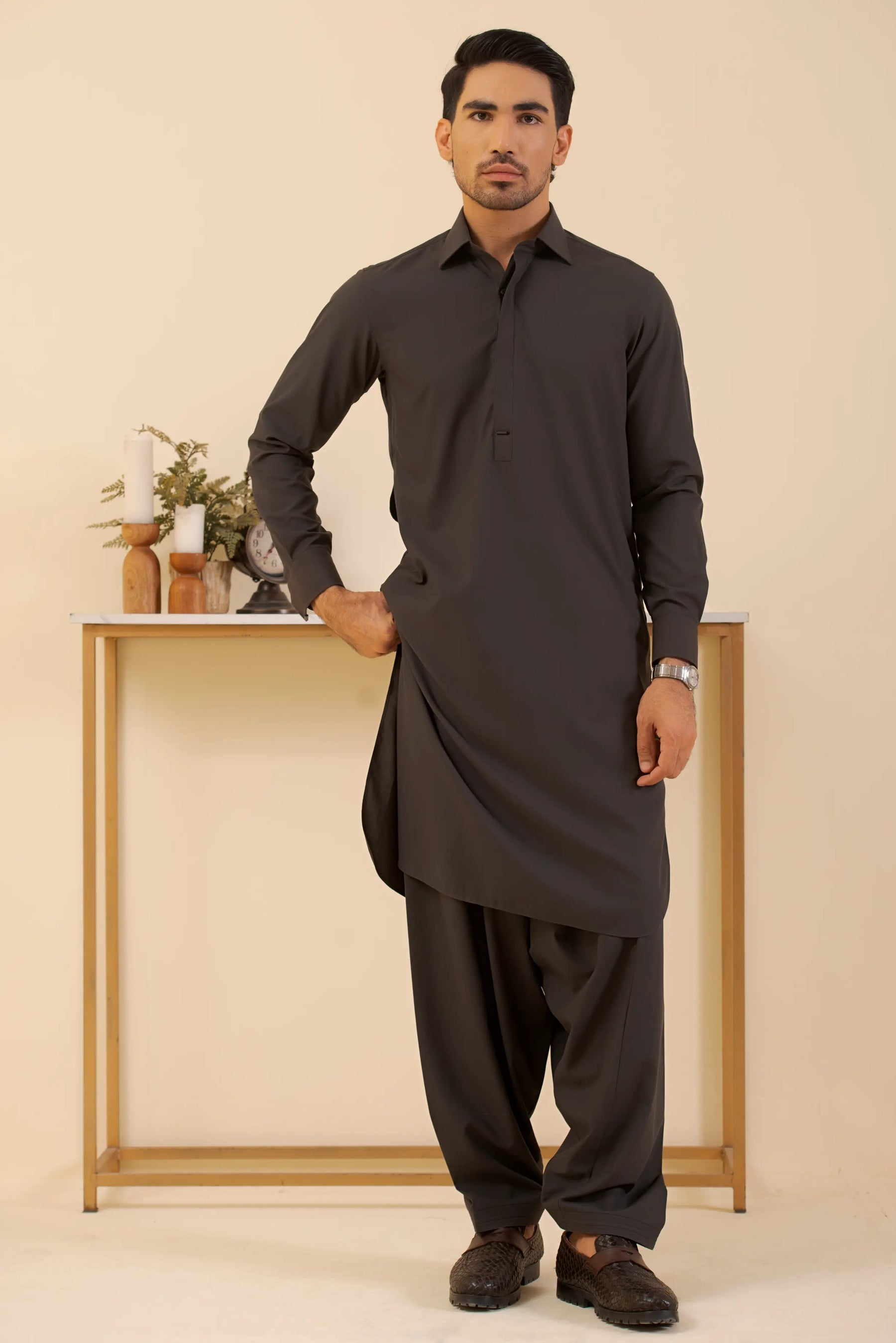 Grey-Shalwar Kameez