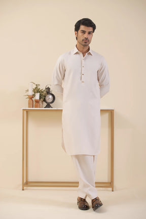 Cream White-Shalwar Kameez