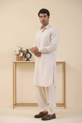 Cream White-Shalwar Kameez