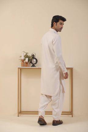 Cream White-Shalwar Kameez