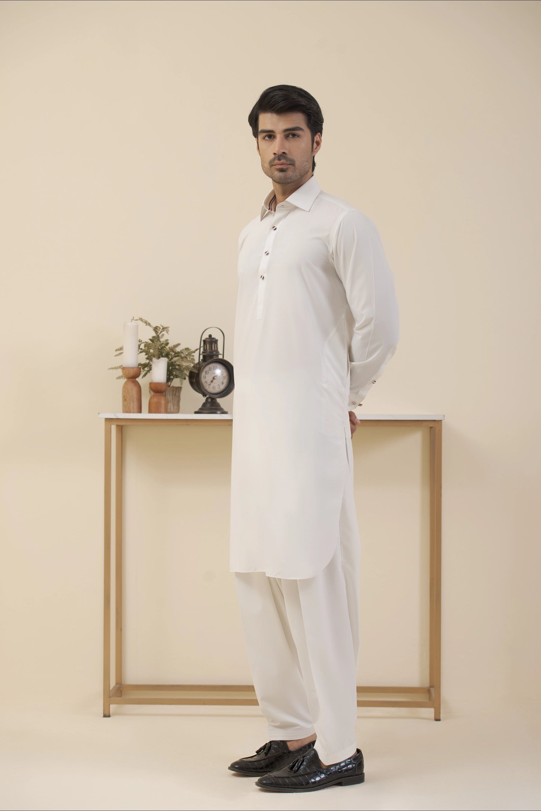 Premium White-Shalwar Kameez