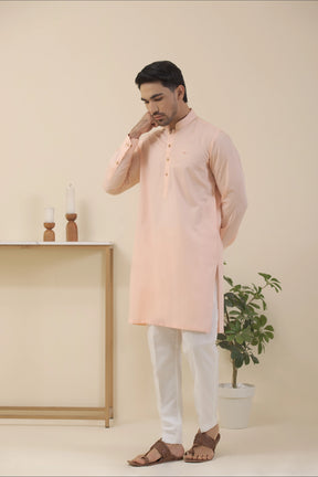 Peach-Kurta Pyjama.