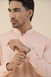 Peach-Kurta Pyjama.