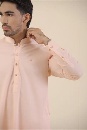 Peach-Kurta Pyjama.