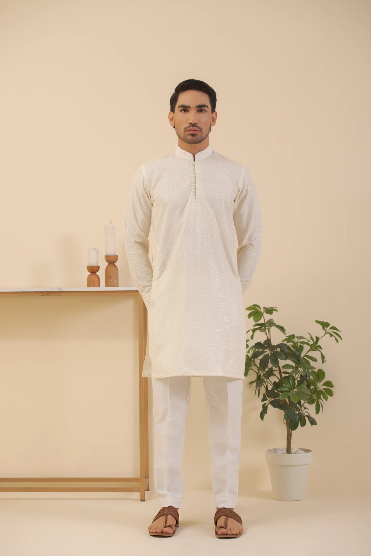 White Shine-Kurta Pyjama