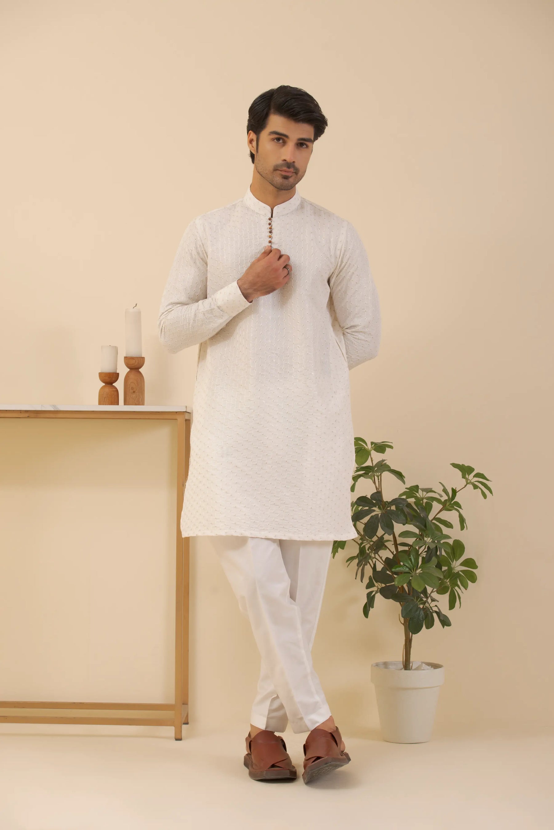 White-Kurta Pyjama