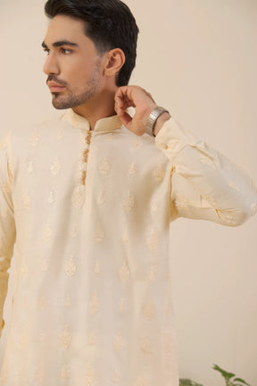 Mofit Cream White-Kurta Pyjama