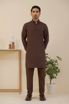 Brown-Kurta Pyjama