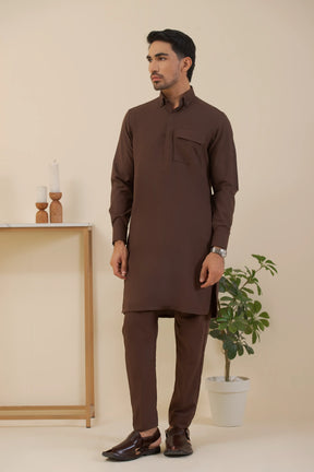 Brown-Kurta Pyjama