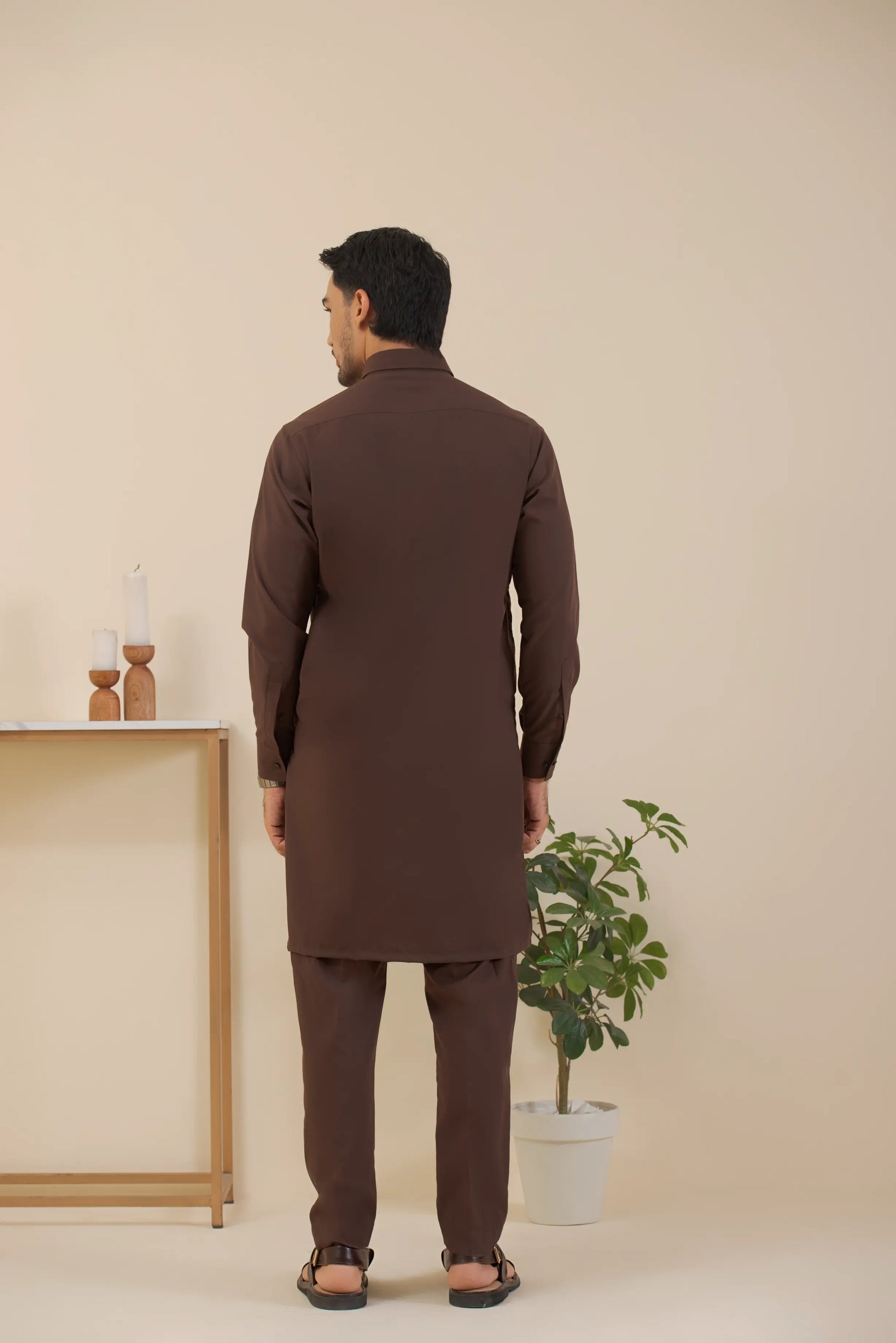 Brown-Kurta Pyjama