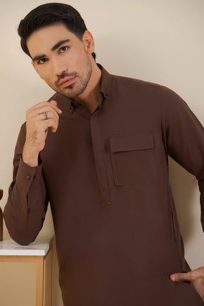 Brown-Kurta Pyjama