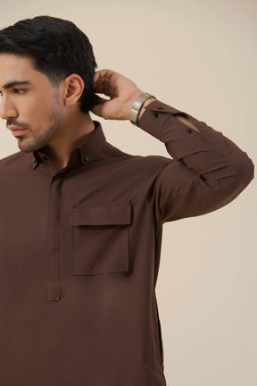 Brown-Kurta Pyjama