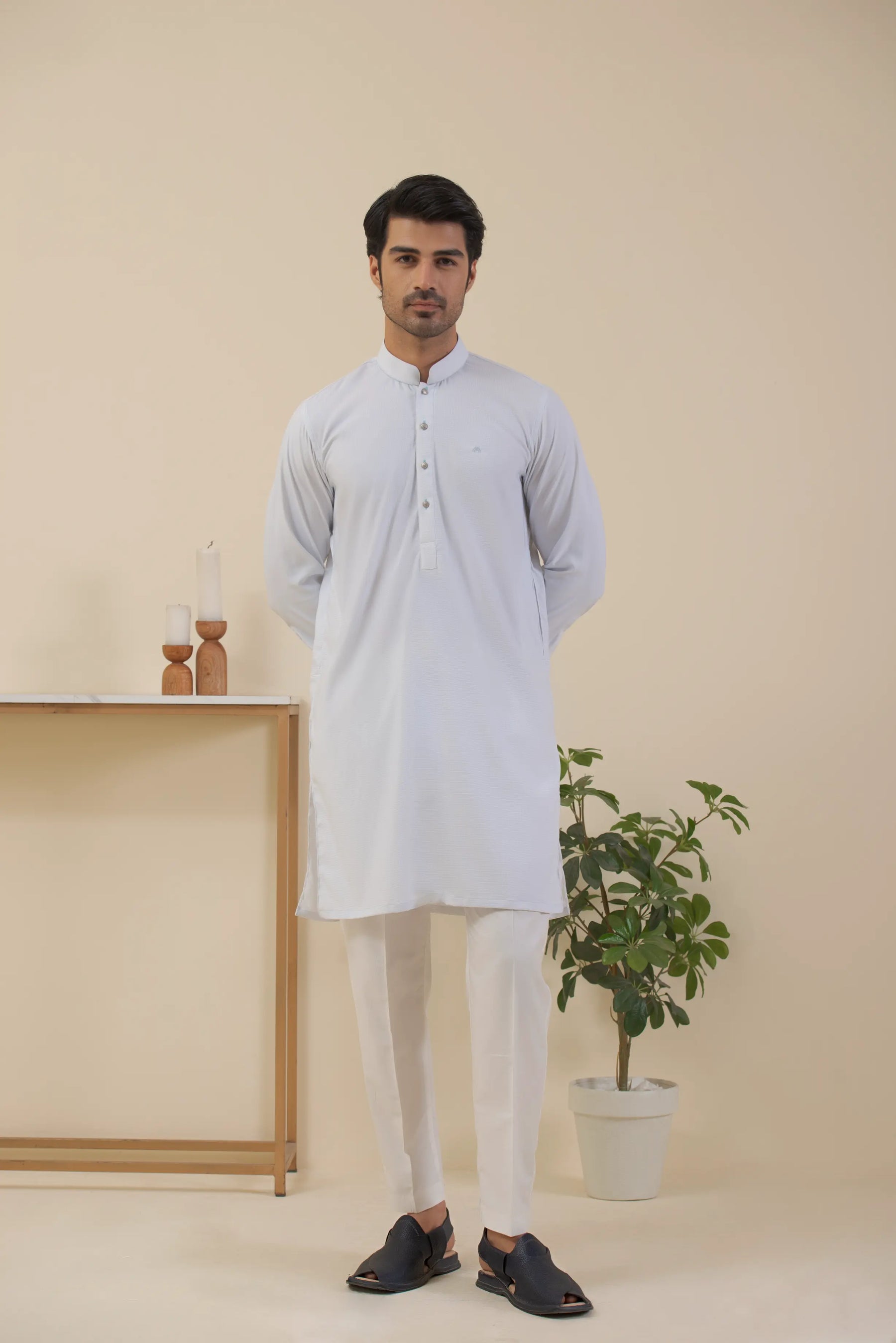 Two Tone Baby Blue-Kurta Pyjama