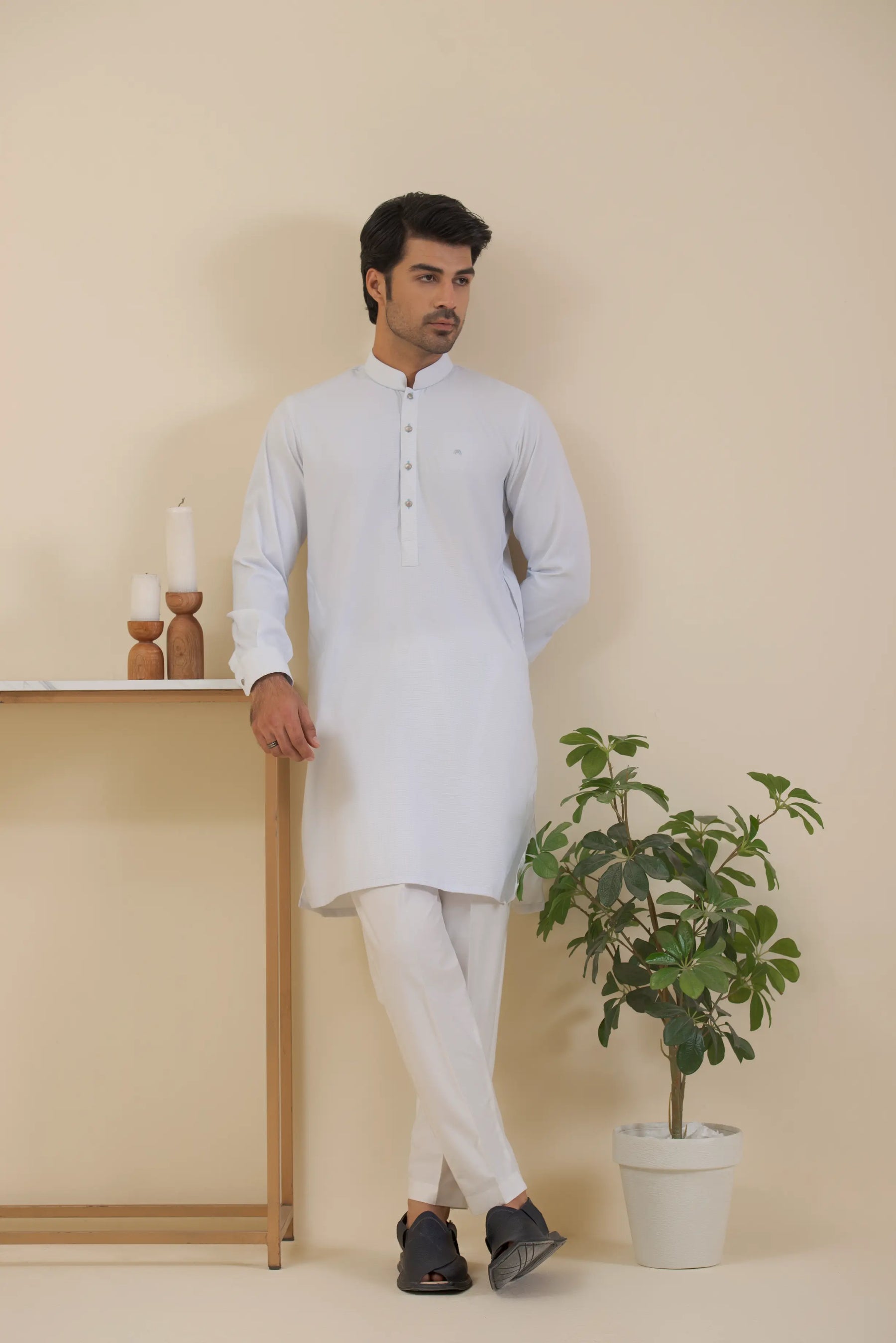 Two Tone Baby Blue-Kurta Pyjama