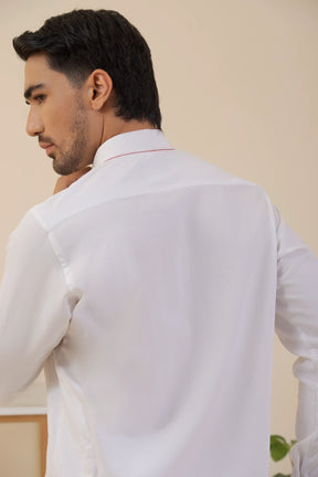 White-Textured Kurta Pyjama.