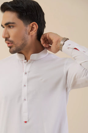 White-Textured Kurta Pyjama.