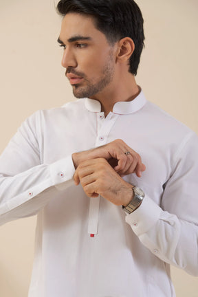 White-Textured Kurta Pyjama.