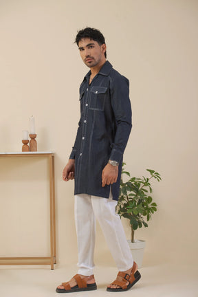 Denim Blue-Kurta Pyjama