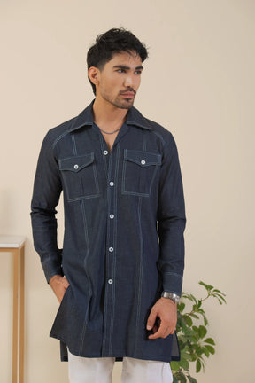 Denim Blue-Kurta Pyjama