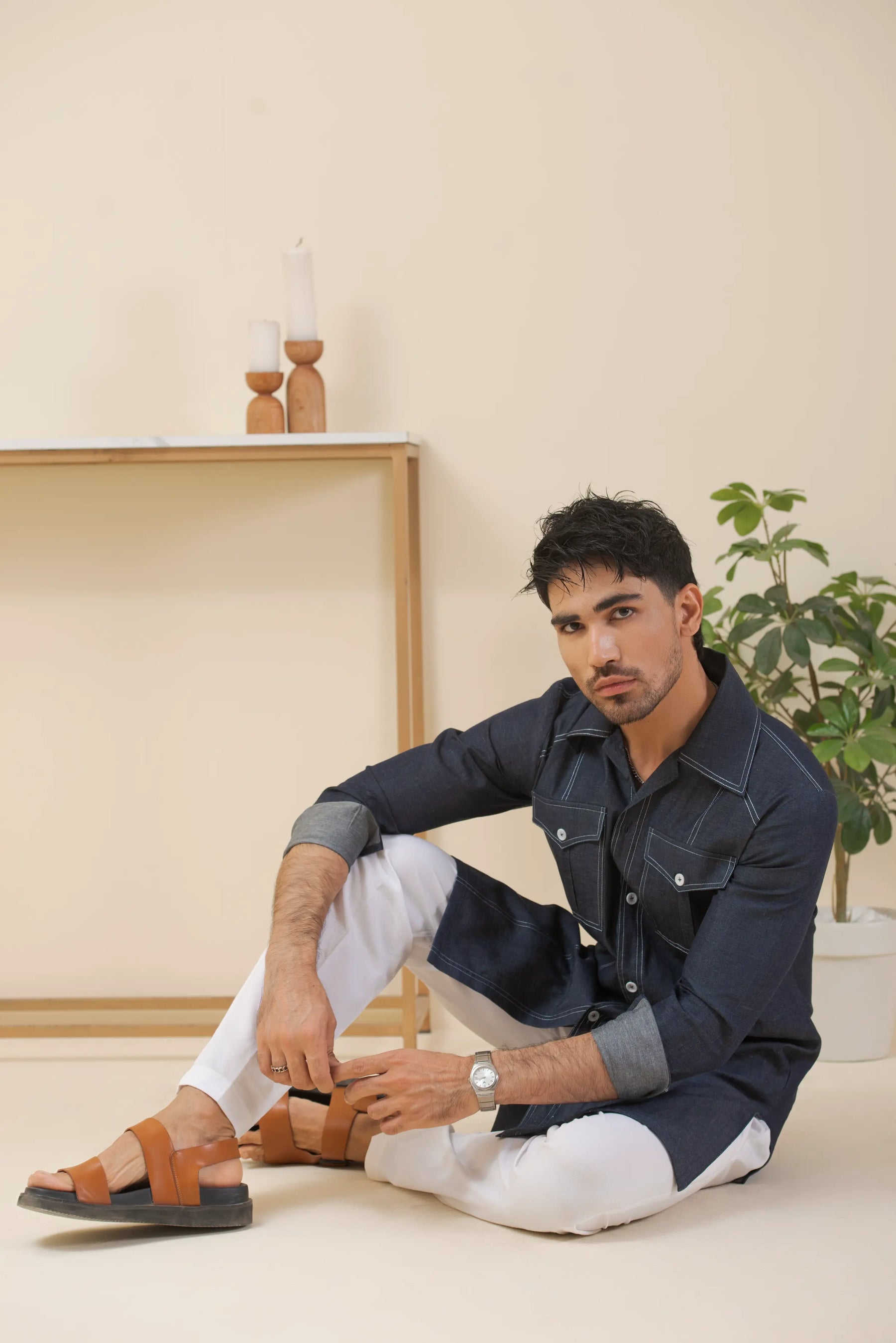 Denim Blue-Kurta Pyjama