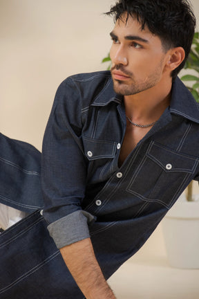 Denim Blue-Kurta Pyjama