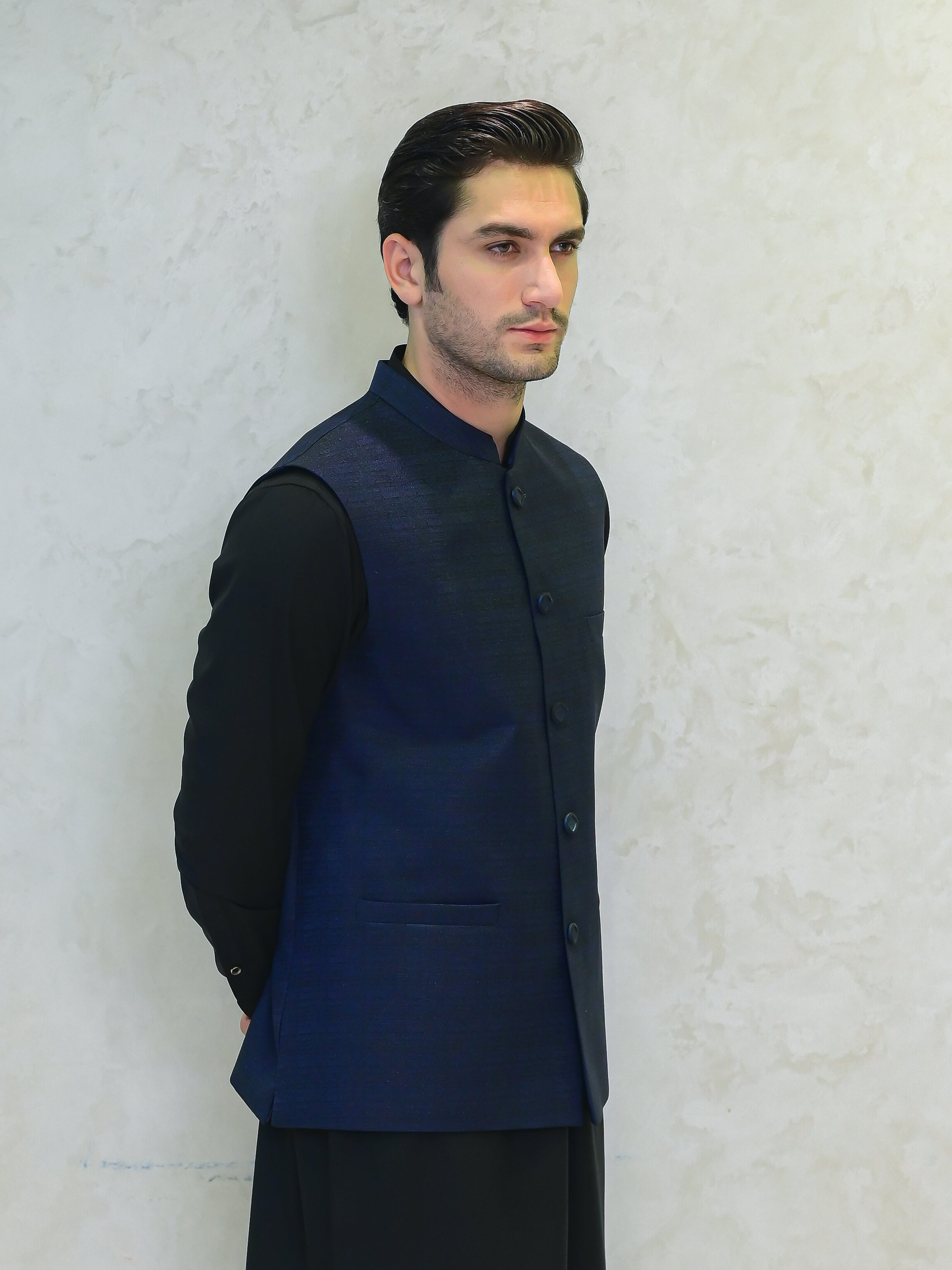 Midnight Blue Two tone Waistcoat M-5.