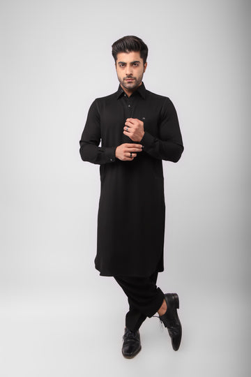 Jet Black Shalwar Kameez