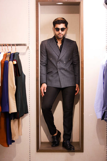 Double Breasted Charcoal Grey Blazer