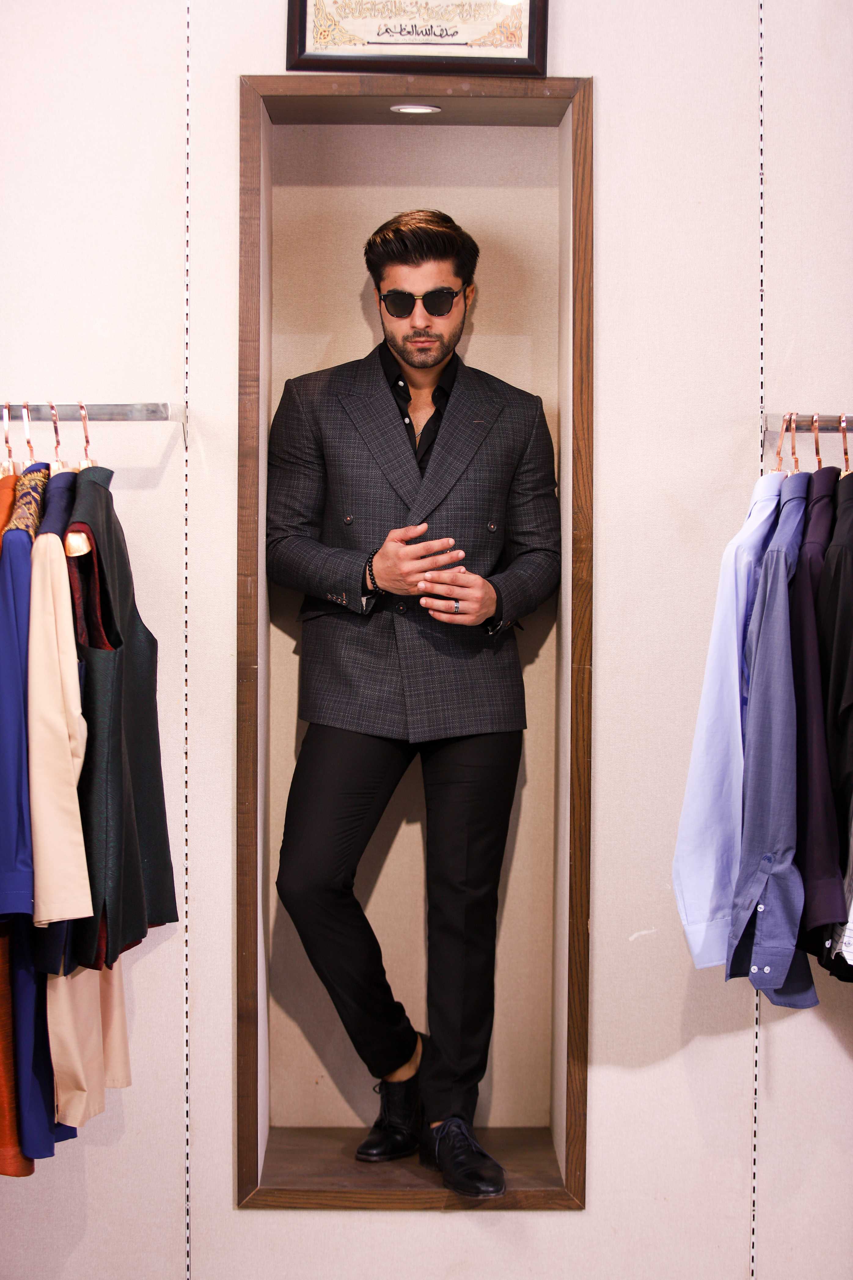 Double Breasted Charcoal Grey Blazer