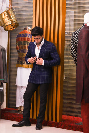 Double Breasted Check Blazer