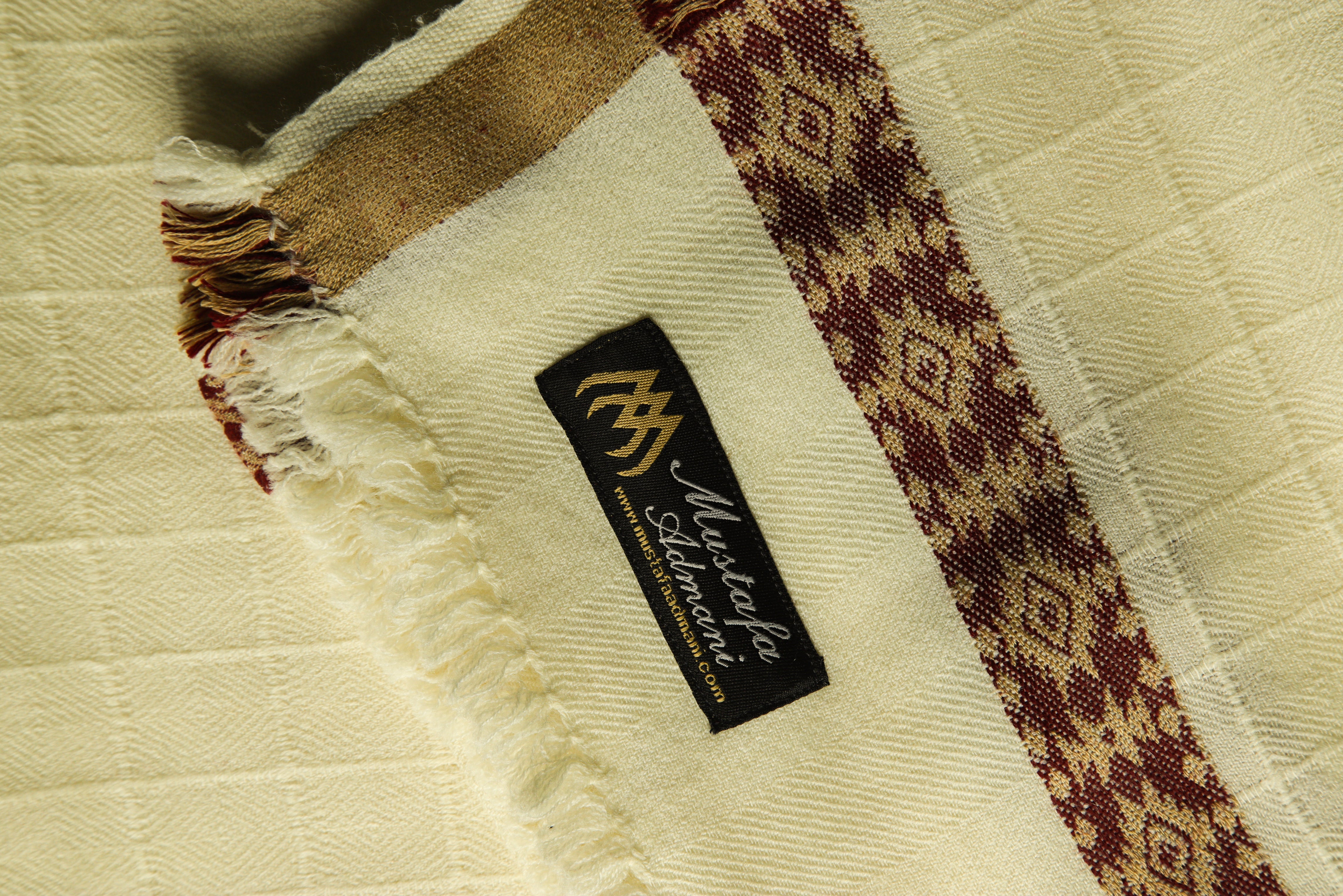 Checkered Wool Shawl - Off White