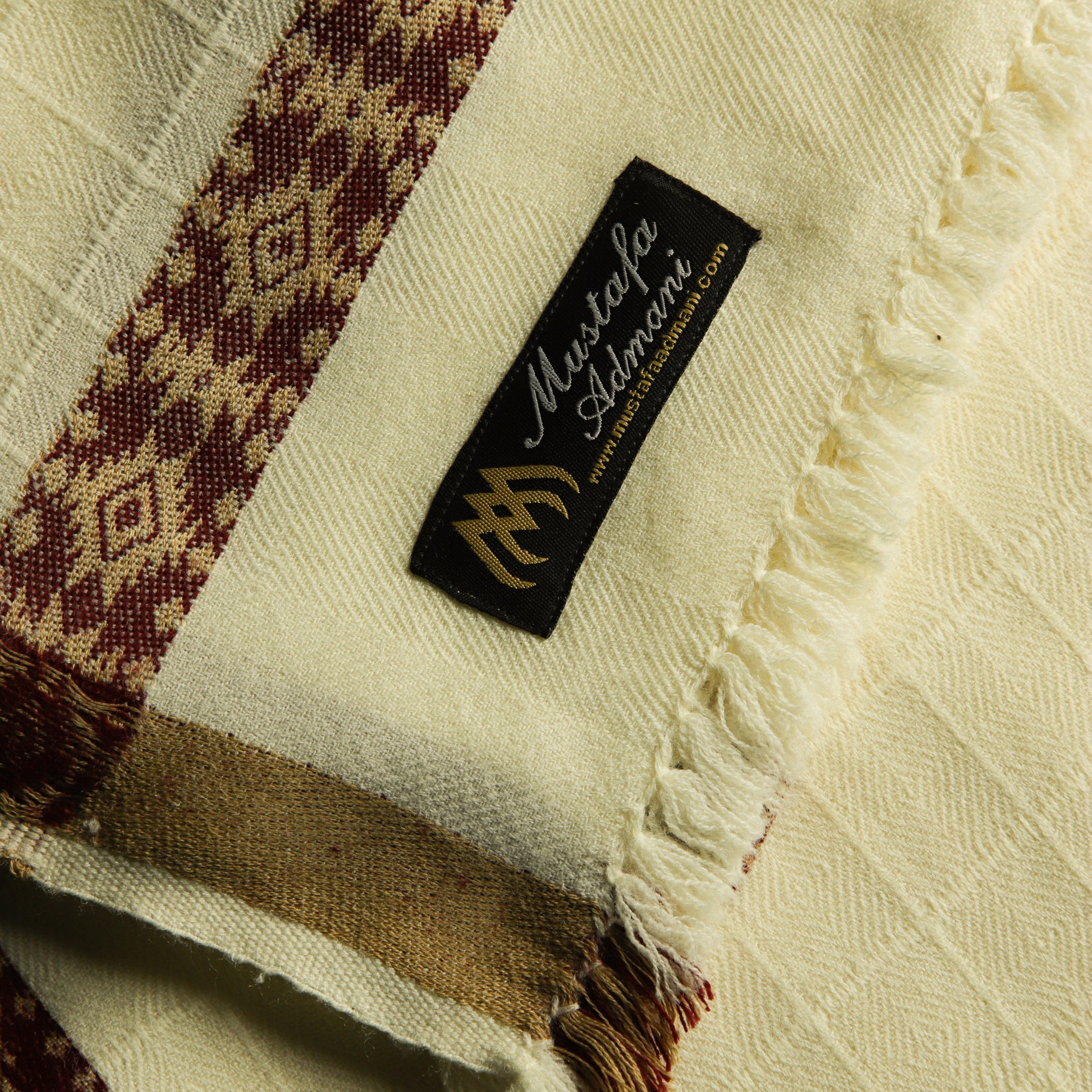 Checkered Wool Shawl - Off White