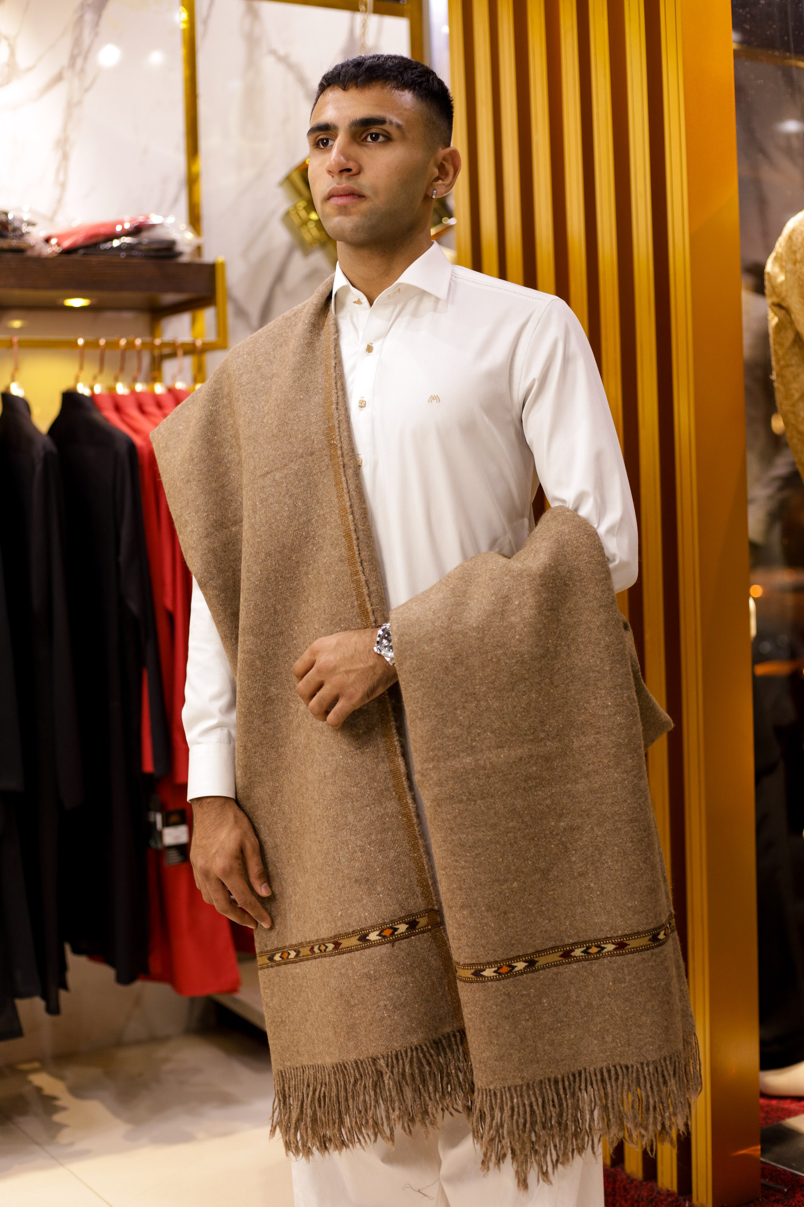 Sheep Wool Dussa Shawl - Dark Brown