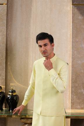 Sunburst Lime - Waistcoat and Kurta Pyjama Set