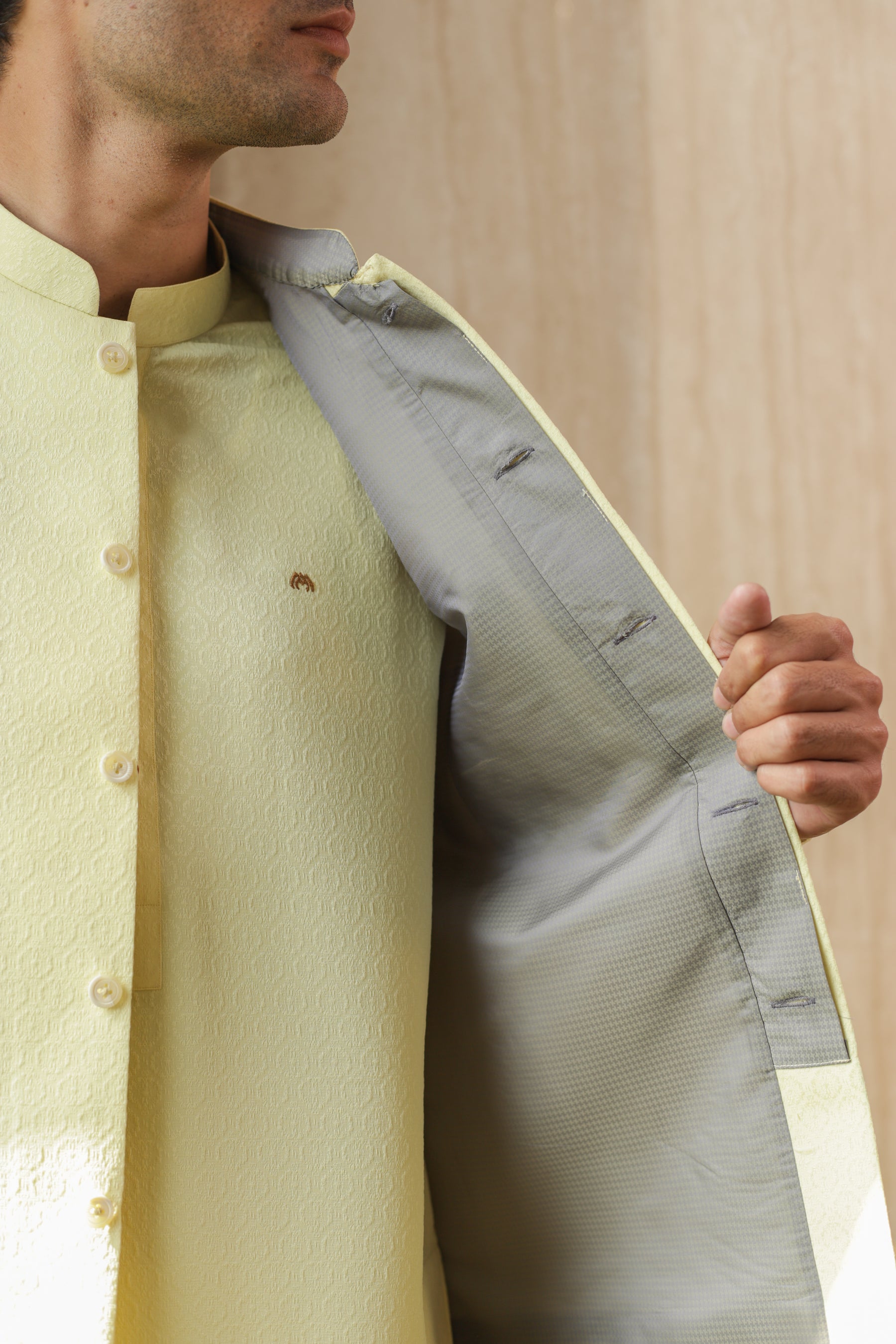 Sunburst Lime - Waistcoat and Kurta Pyjama Set